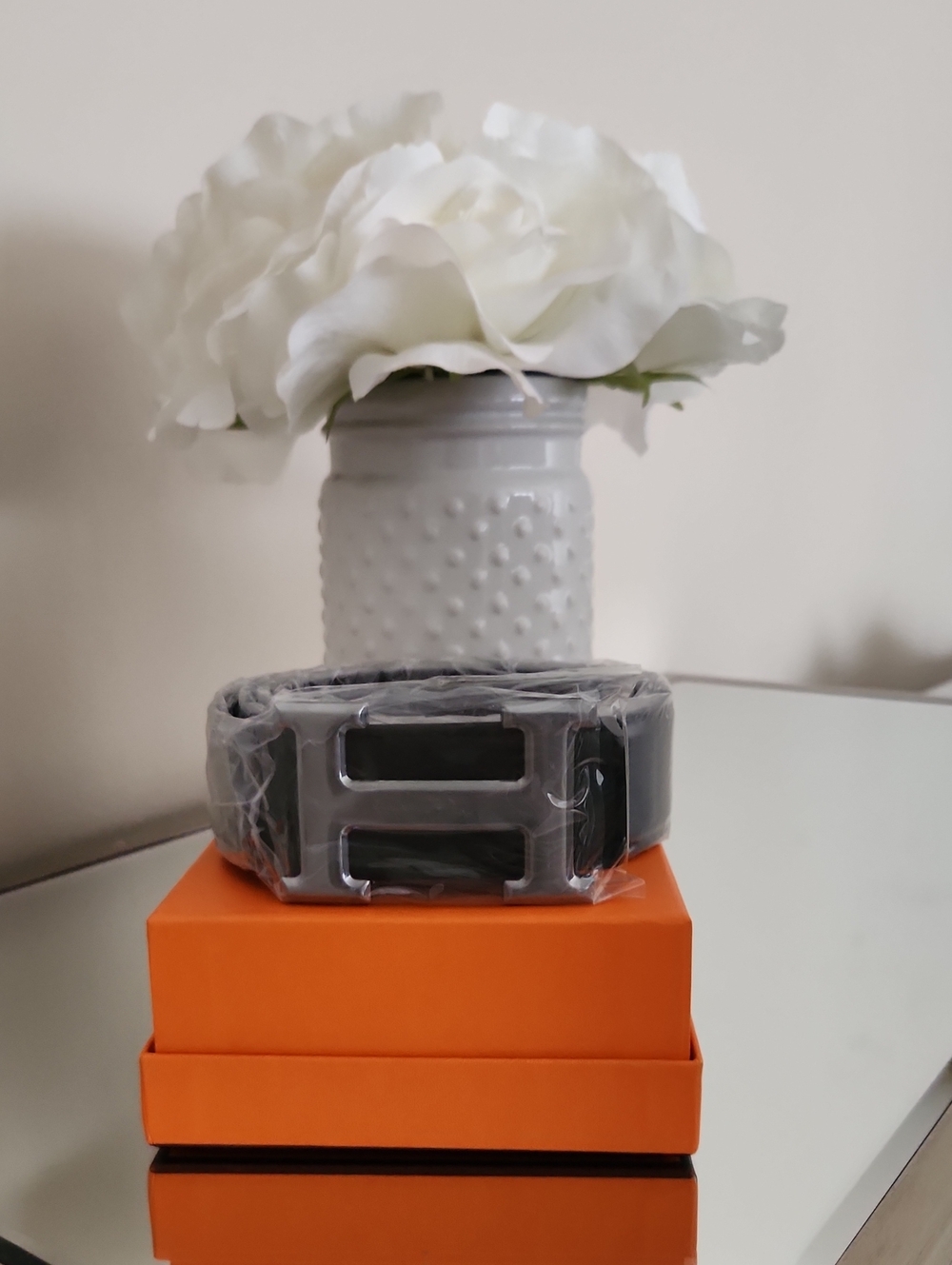 Black Leather H-Buckle Belt